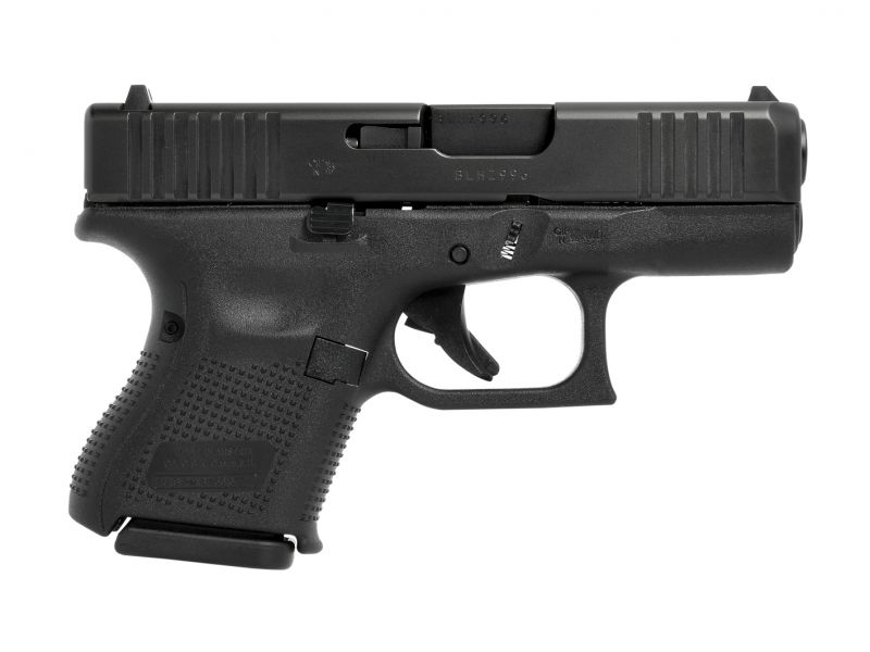 Boční pohled (pravá strana) na doposud nejmenšího Glocka v ráži .40 (Glock 27 Gen5). Tento prcek prozatím není dodáván se systémem MOS. Uvidíme jestli by v této ráži a subkompaktní velikosti byl Modulární Optický Systém zbytečný, anebo bude tento model představen poněkud později.