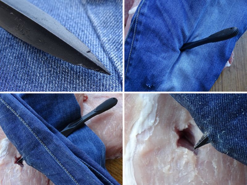 Asi největší překvapení v testu. JUNGLE DART vypadala, že bude patřit k outsiderům, ale opak byl pravdou. I přesto, že váží pouhých 19 gramů(!) a její design z ní nedělá žádný strachnahánějící nástroj, vedla si v testu výborně. Dokázala prorazit 4 vrstvy rifloviny a ještě proniknout přibližně 20 milimetrů do masa. Také vstupní kanál ve svalovině vypadal hrozivě.