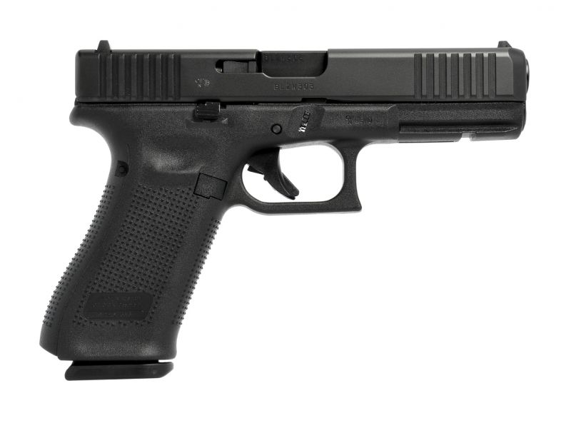 A zde vyobrazení levé strany pistole Glock 22 Gen5. Ani z této strany ji na první, ale ani na druhý pohled nerozeznáte od základního Glocku 17 Gen5.